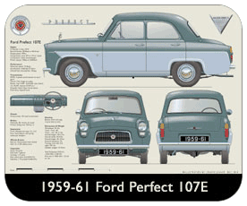 Ford Prefect 107E 1959-61 Place Mat, Small